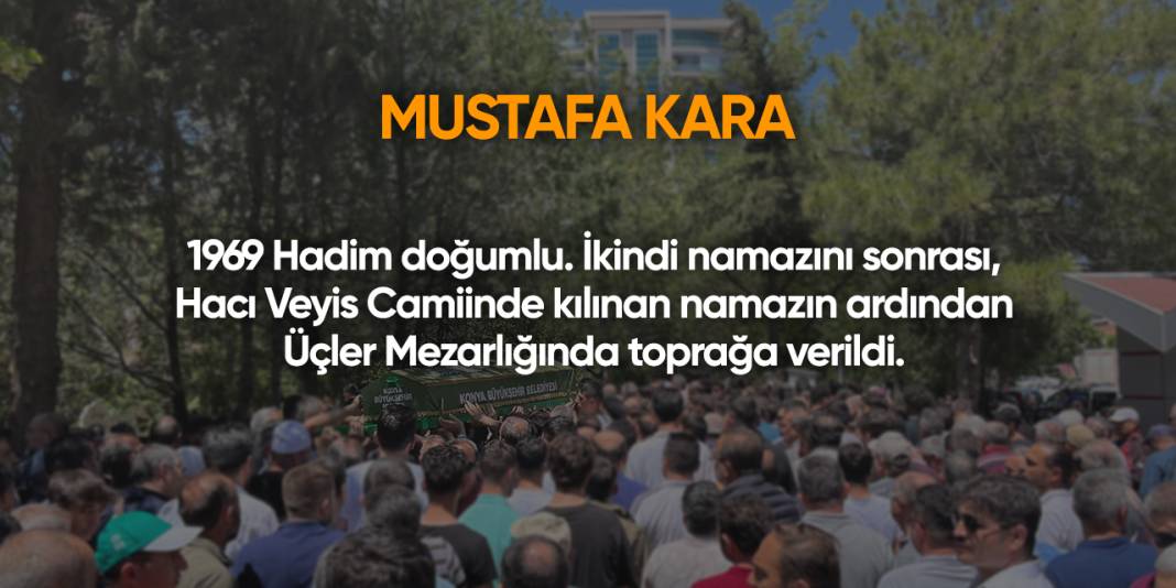 Konya'da bugün vefat edenler | 10 Eylül 2025 2